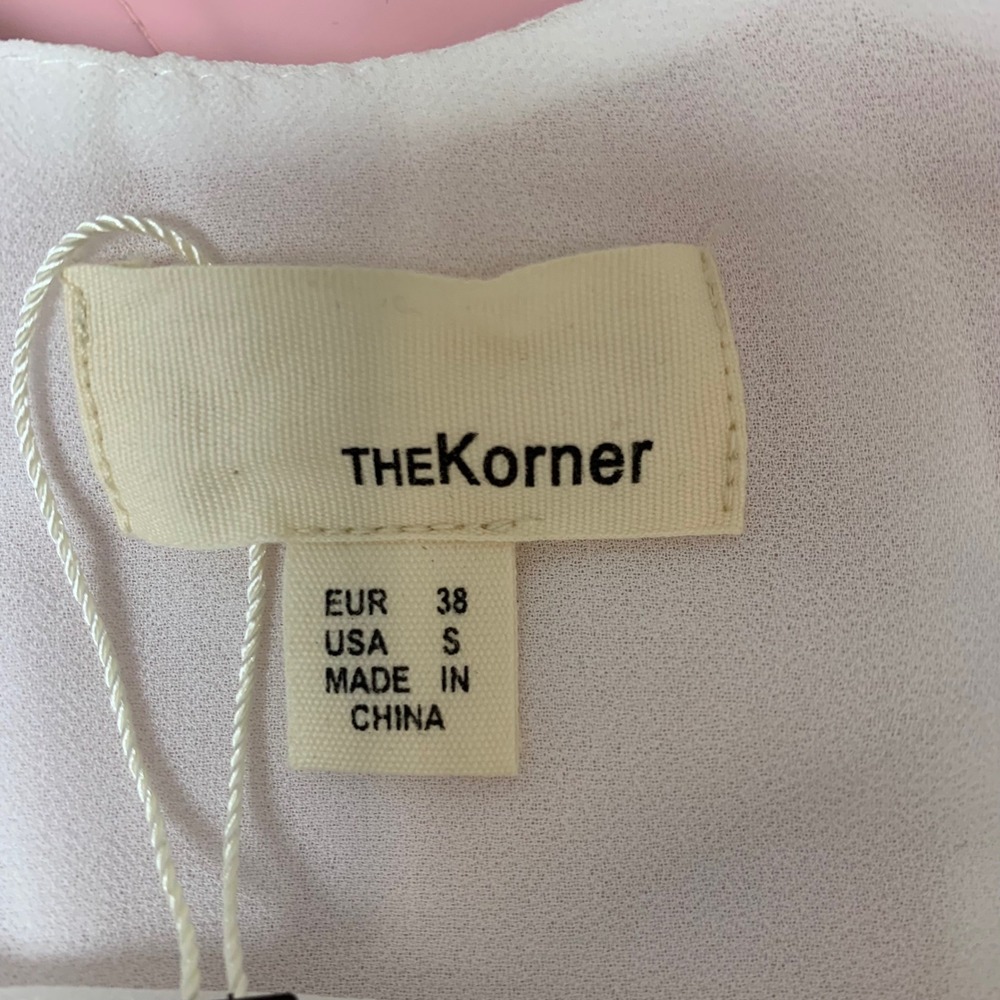 THE Korner Bubble Hem Mini Dress Womens Small White NWT Ruched 22123108